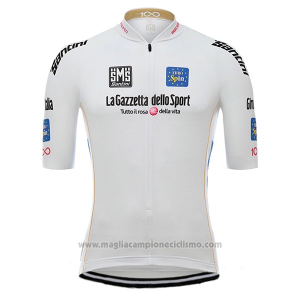 2017 Abbigliamento Ciclismo Giro d'Italia Bianco Manica Corta e Salopette